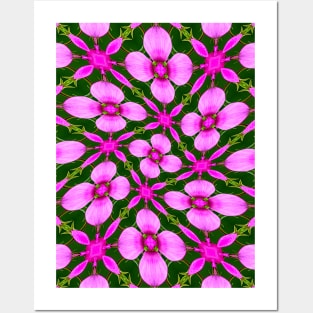 Bright Pink Flower Pattern Posters and Art